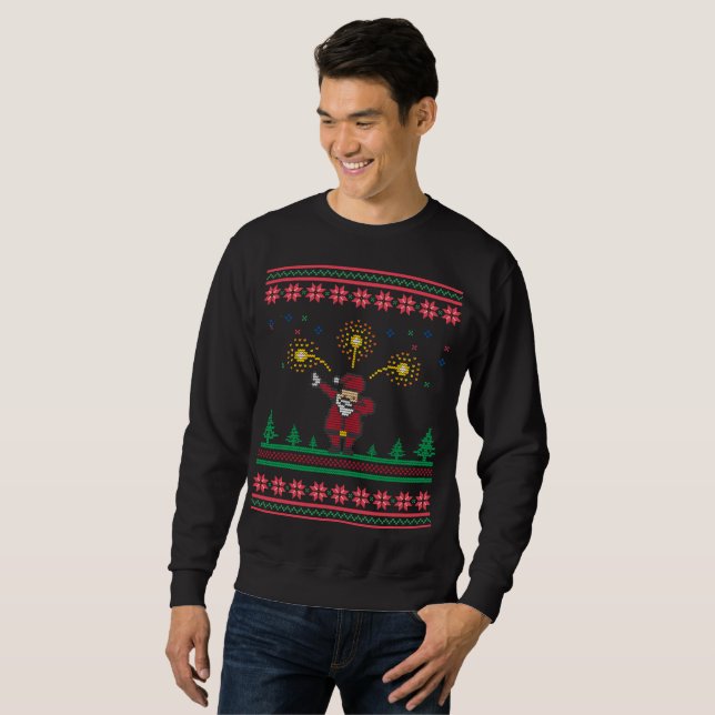 Dabbing Santa Claus Ugly Christmas Sweater Sweatshirt (Vorne ganz)