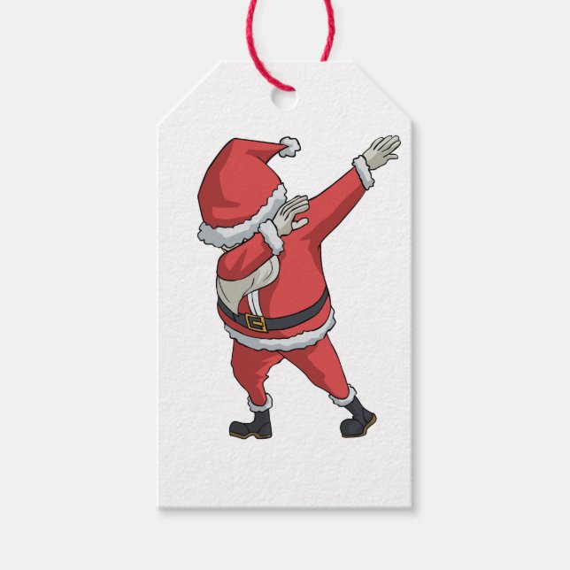 Dabbing Santa Clause Weihnachtsgeschenk Geschenkanhänger (Vorderseite)