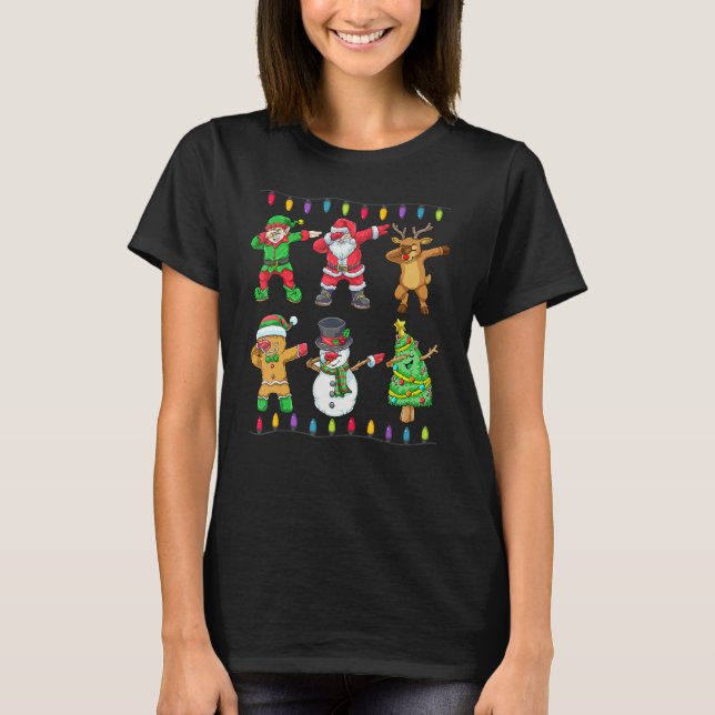 Dabbing Santa Elf Friends Christmas Boys Men  Xmas T-Shirt (Vorderseite)