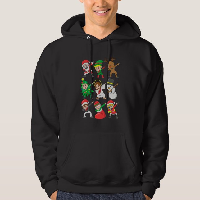 Dabbing Santa Elf Friends Christmas Kids Boys Men  Hoodie (Vorderseite)
