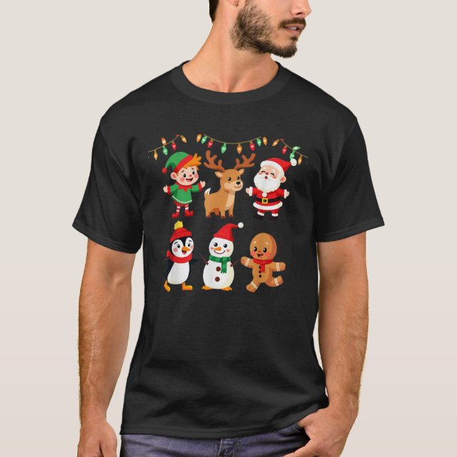 Dabbing Santa Elf Friends Christmas Squad Pajama  T-Shirt (Vorderseite)