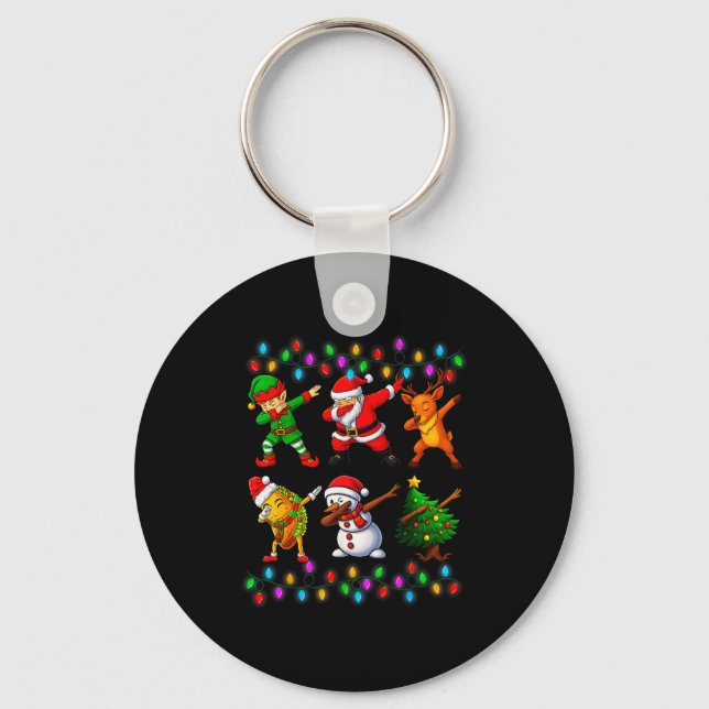 Dabbing Santa Elf Friendship Christmas Boys Kids X Schlüsselanhänger (Vorderseite)