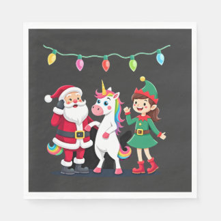 Dabbing Santa Elf Unicorn Christmas Kids Boys Men  Serviette