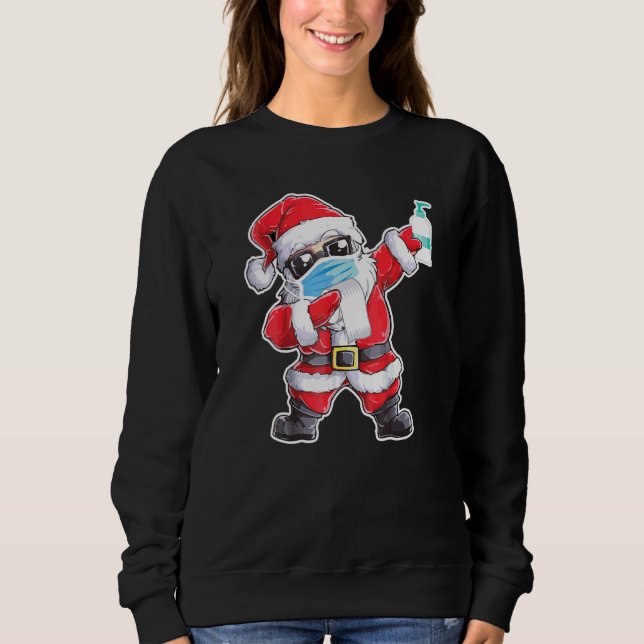 Dabbing Santa Face Masask Weihnachtsfeiern Sweatshirt (Vorderseite)