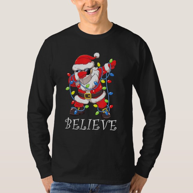 Dabbing Santa Facemask Sonnenbrille Garland glaube T-Shirt (Vorderseite)