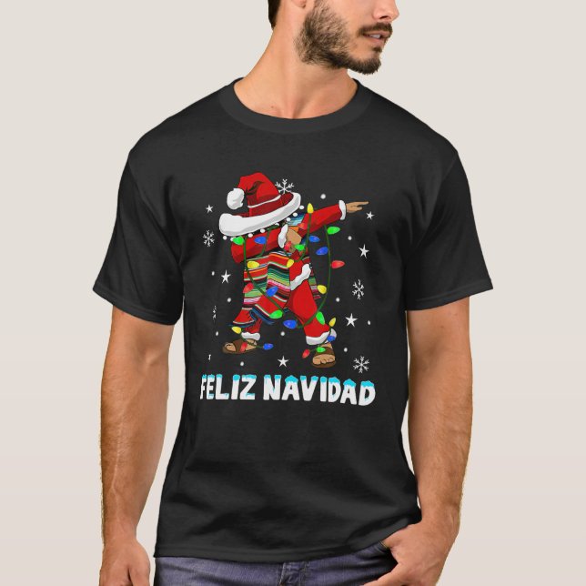 Dabbing Santa Feliz Navidad Mexican Spanish Christ T-Shirt (Vorderseite)