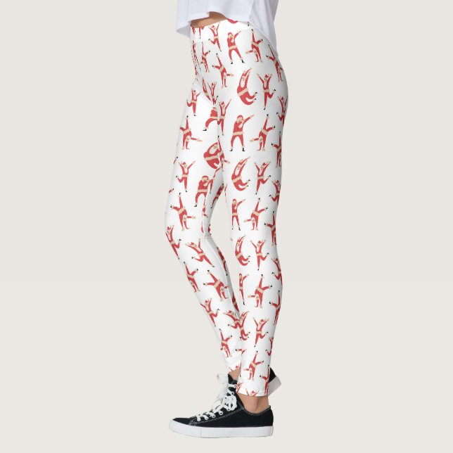 Dabbing Santa Fun Weihnachtsmuster Leggings (Links)