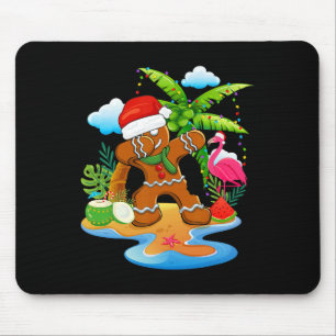 Dabbing Santa Lebkuchen Flamingo Strand Weihnachte Mousepad