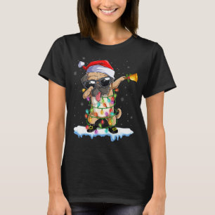 Dabbing Santa Pug Weihnachtsbaum Lichter Weihnacht T-Shirt