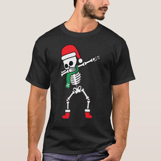 Dabbing Santa Skull Funny Cool Dab Dance Boy Chris T-Shirt (Vorderseite)
