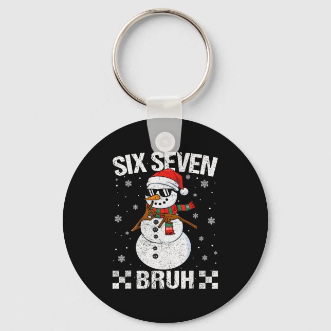 Dabbing Santa Snowman 6 7 Meme Christmas Six Seven Schlüsselanhänger (Vorderseite)