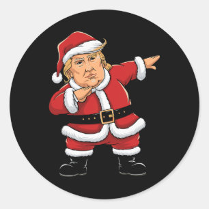 Dabbing Santa Trump Weihnachtslichter Mädchen Jung Runder Aufkleber