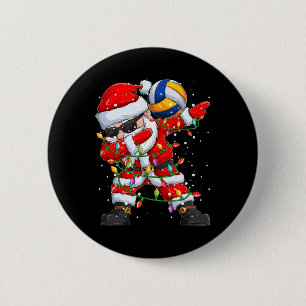 Dabbing Santa Volleyball Weihnachtsbeleuchtung Paj Button