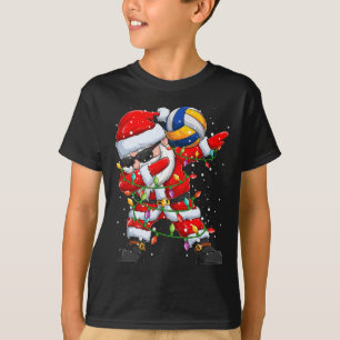 Dabbing Santa Volleyball Weihnachtsbeleuchtung Paj T-Shirt