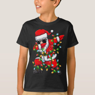 Dabbing Santa Xmas Lights Girls Boys Kinder Christ T-Shirt