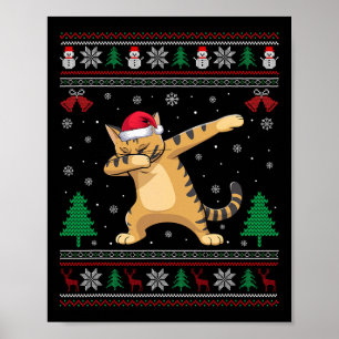 Dabbing Savannah Cat Weihnachtsmannmütze Boys Girl Poster