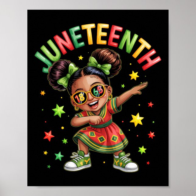 Dabbing Schwarze Mädchen Melanin Juneteenth Afrika Poster (Vorne)