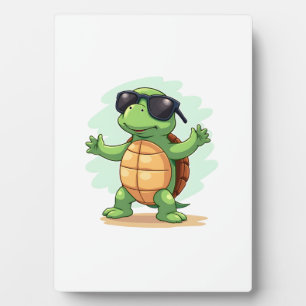 Dabbing Sea Turtle Animal Lover Rettete die Schild Fotoplatte