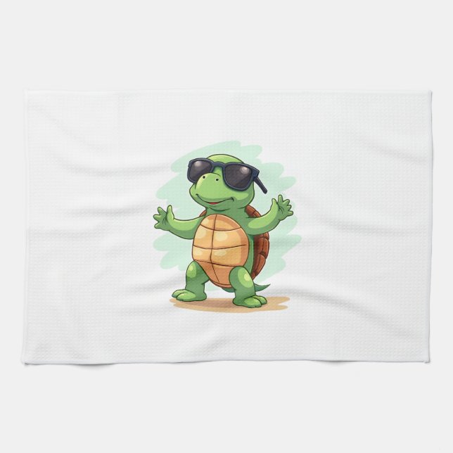 Dabbing Sea Turtle Animal Lover Rettete die Schild Geschirrtuch (Horizontal)