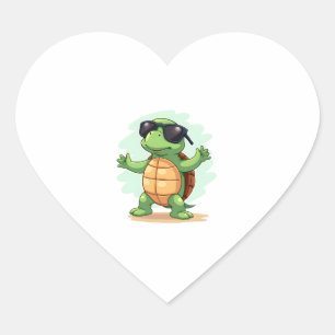 Dabbing Sea Turtle Animal Lover Rettete die Schild Herz-Aufkleber