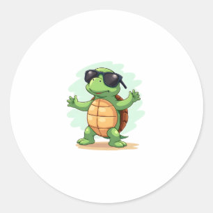 Dabbing Sea Turtle Animal Lover Rettete die Schild Runder Aufkleber