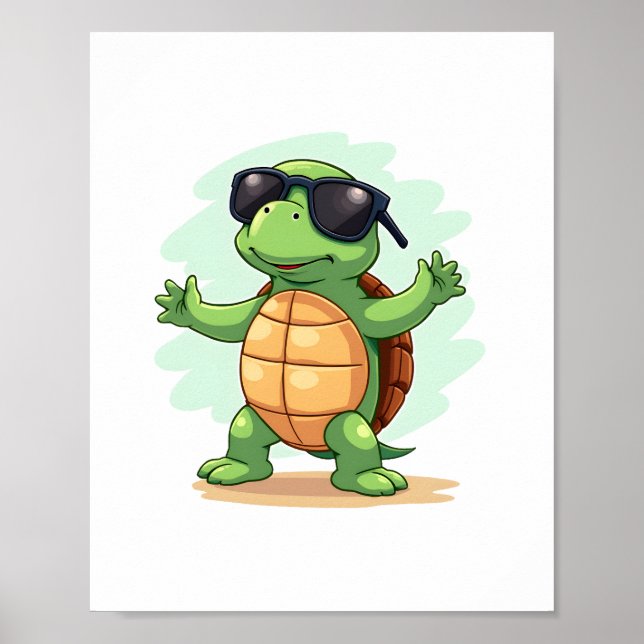 Dabbing Sea Turtle Animal Lover Save The Turtles T Poster (Vorne)