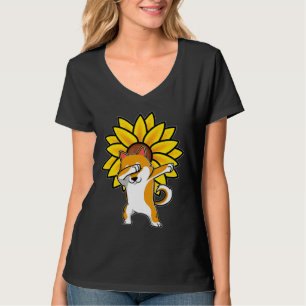 Dabbing Shiba Akita Inu Hund Sonnenblumen Autismus T-Shirt