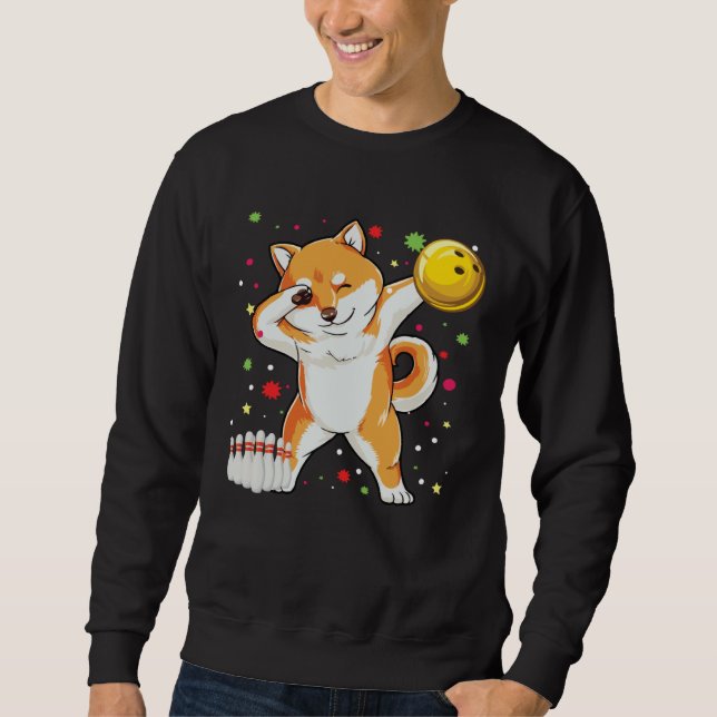 Dabbing Shiba Bowling   Bowling  Boy Girl Sweatshirt (Vorderseite)