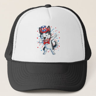 Dabbing Siberian Husky 4th of July Shirt Truckerkappe