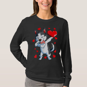 Dabbing Siberian Husky Heart Valentinstag Boys L T-Shirt