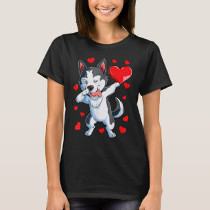Dabbing Siberian Husky Heart Valentinstag Boys L T-Shirt