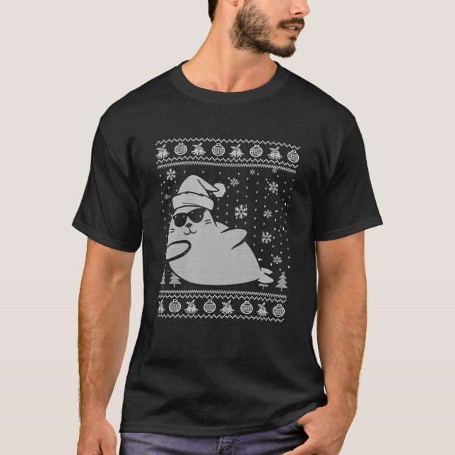 Dabbing Siegel Tanzen Niedliche Siegel Santa Funny T-Shirt (Vorderseite)