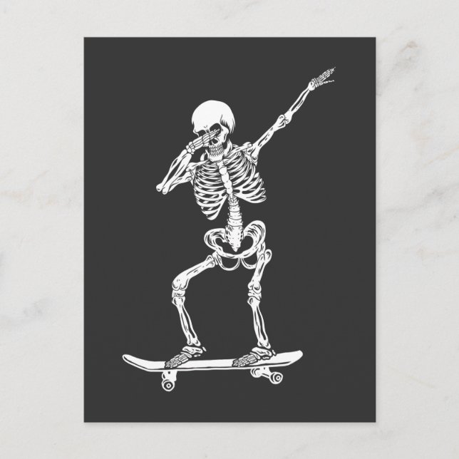 Dabbing Skaten Skeleton Retro Skateboard Postkarte (Vorderseite)