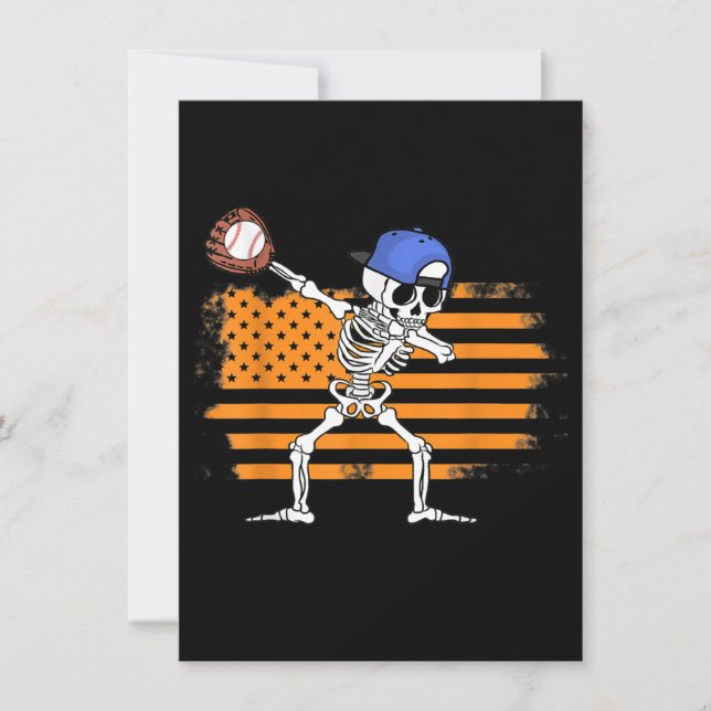 Dabbing Skeleton Baseball Funny Halloween Einladung (Vorderseite)