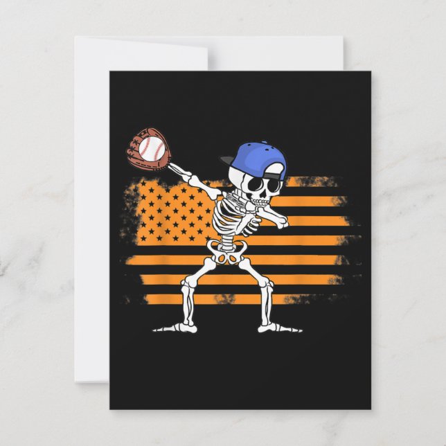Dabbing Skeleton Baseball Funny Halloween Einladung (Vorderseite)
