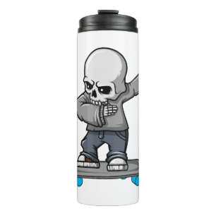Dabbing Skeleton Funny Halloween Skater Thermosbecher