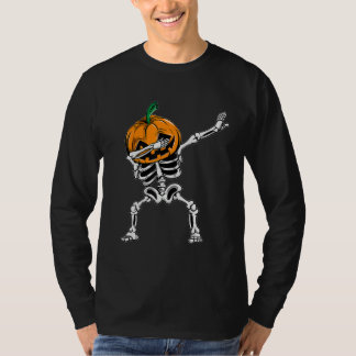 Dabbing Skeleton Halloween Ghost Party Costume Pum T-Shirt