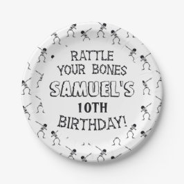 Dabbing Skeleton Halloween Happy Birthday Party Pappteller