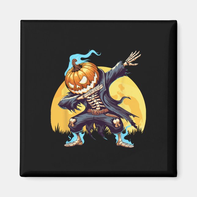 Dabbing Skeleton Headless Pumpkin Dab Dance Boys H Magnet (Vorne)