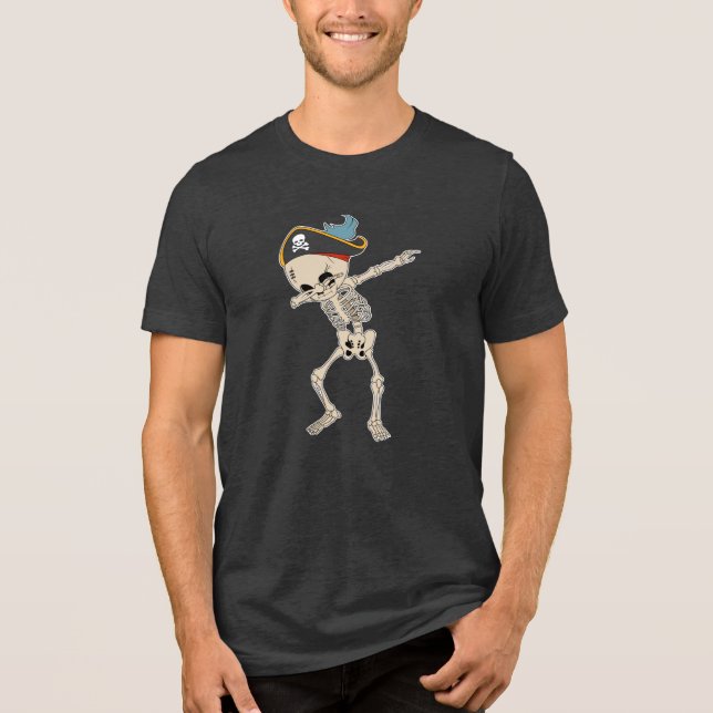 Dabbing Skeleton Niedlich Pirate Dance Tri-Blend Shirt (Vorderseite)