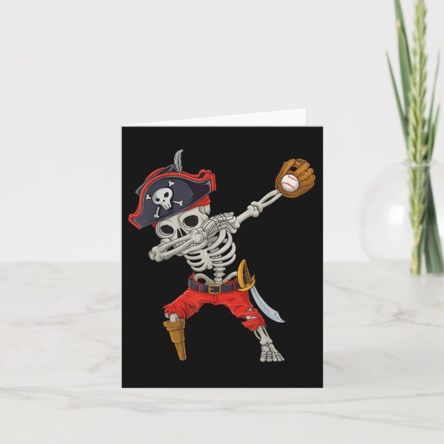Dabbing Skeleton Pirate Baseball Funny Halloween S Karte (Vorderseite)