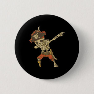 Dabbing Skeleton Pirate Halloween Kids Piratenflag Button