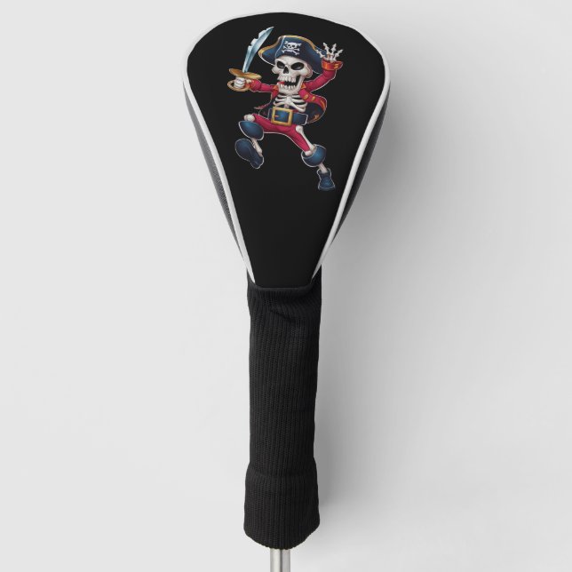 Dabbing Skeleton Pirate Halloween Kids Piratenflag Golf Headcover (Vorderseite)