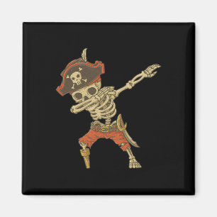 Dabbing Skeleton Pirate Halloween Kids Piratenflag Magnet