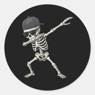 Dabbing Skeleton Pirate Halloween Kids Piratenflag Runder Aufkleber