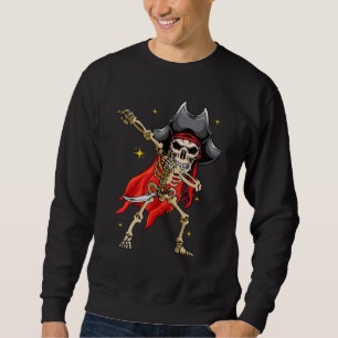 Dabbing Skeleton Pirate Halloween Kids Piratenflag Sweatshirt
