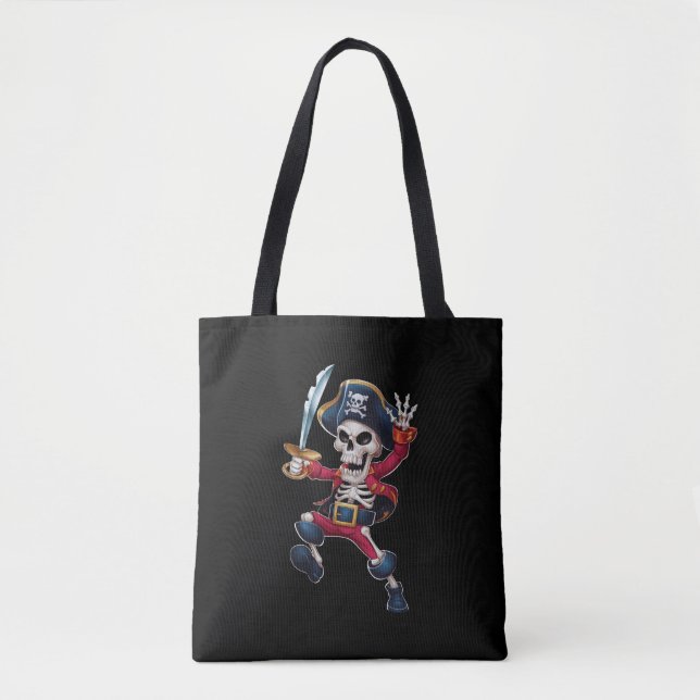 Dabbing Skeleton Pirate Halloween Kids Piratenflag Tasche (Vorderseite)