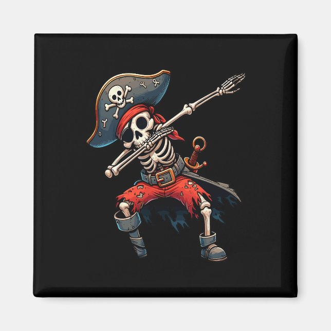 Dabbing Skeleton Pirate Kids Magnet (Vorne)
