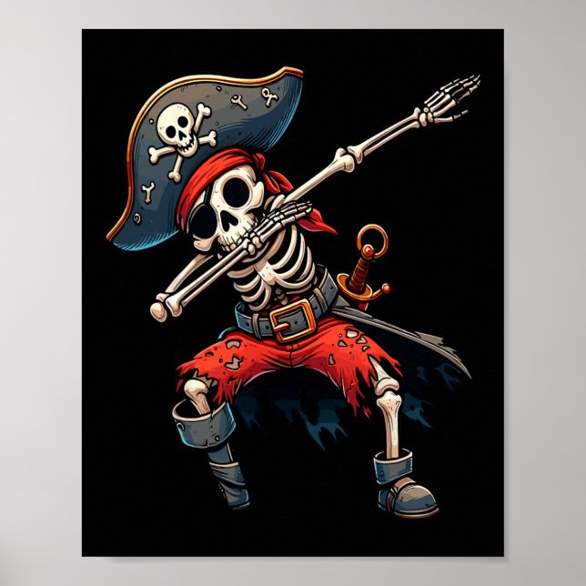 Dabbing Skeleton Pirate Kids Poster (Vorne)