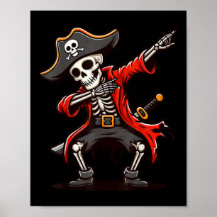 Dabbing Skeleton Pirate Poster